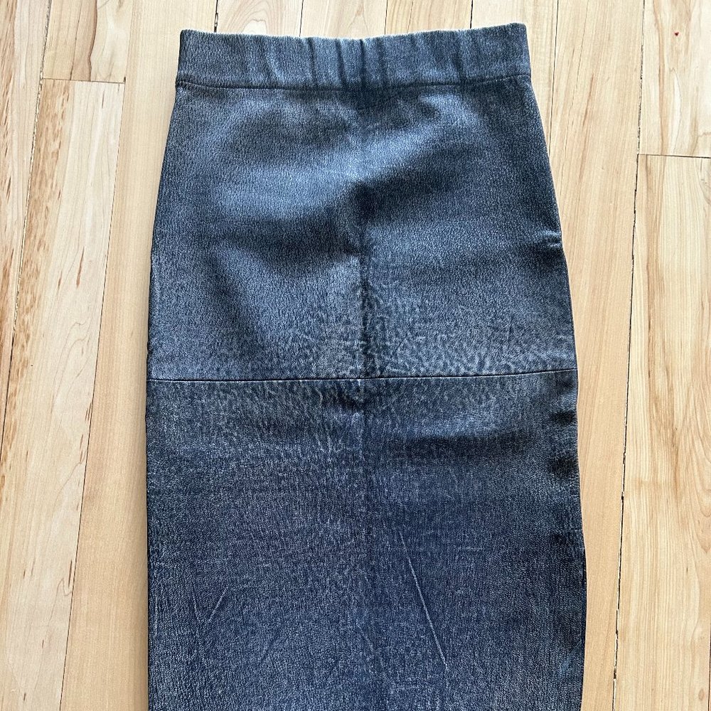 Zero + Maria Cornejo Blue-Grey Lambskin Skirt